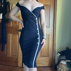 Rock Steady Vintage Inspired Navy Dresss - Size M